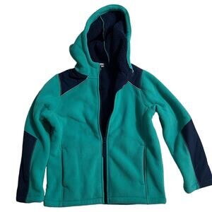 NWOT Lands End Teal/Navy Warm Bonded Fleece Jacket - Size 7